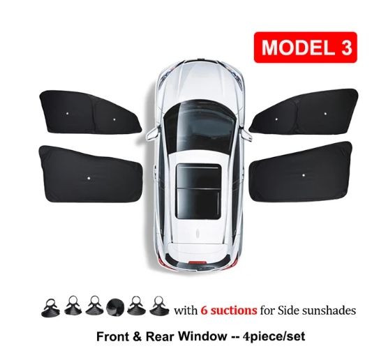Tesla Model 3 Whole Car Sun Visor with Mesh Side Window Sunshade