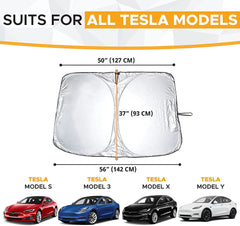 Foldable Windshield Sun Shade for Tesla Model 3/Y (2017-2024) - Sun Visor Accessory