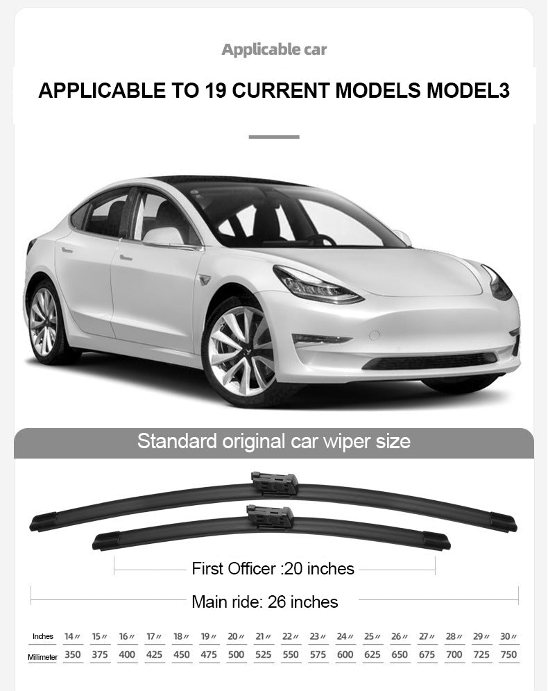 Tesla Model 3/Y Silicone Windshield Wiper Blades (2-Piece Set)