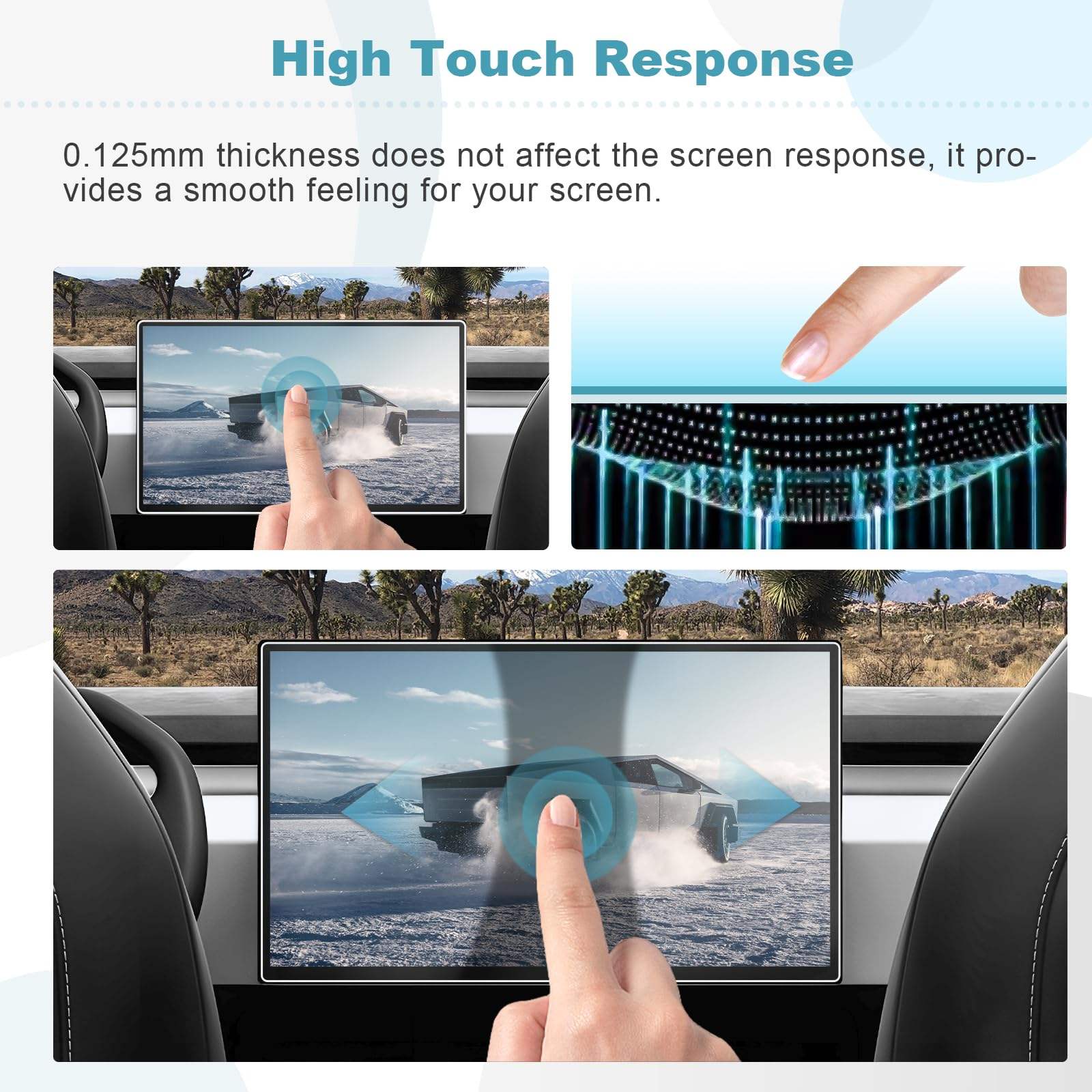 Tesla Cybertruck Tempered Glass Screen Protector - 18.5" Console & 9.4" Rear Screen