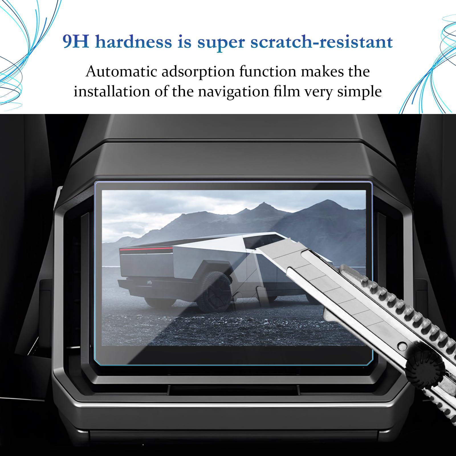 Tesla Cybertruck Tempered Glass Screen Protector - 18.5" Console & 9.4" Rear Screen